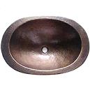 Oval Hammered Copper Sink With 1 And 1/2 Inch Drain Size