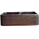 Double Bowl Copper Sinks With Diagonal Woven Design