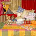 Assorted Textiles With Striped Design