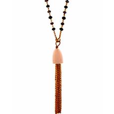 Single Line Gold Chain With Semi Precious Light Pink Stone