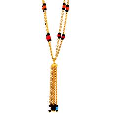 Two Line Gold Chain With Colorful Beads