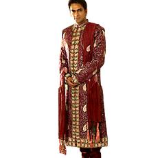 Men Sherwani With Hand Embroidered Design In The Front Side