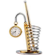 Code No. 2222 Metal Pen Stand With Clock