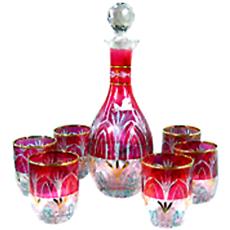 Six Wine Glass With Decanters