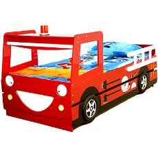 Fire Engine Shaped Kid`S Bed