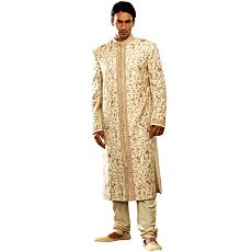 Cream Sherwani With Jall Embroidery