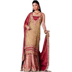 Ghagra Choli With A Crepe Tissue Dupatta