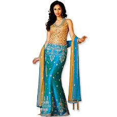 Peacock Blue Colored Ghagra Choli