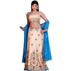 Ghagra Choli With Georgette Blue Dupatta