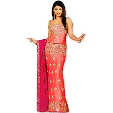 Ghagra Choli With Long Embroidered Choli