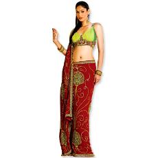 Maroon Georgette Saree