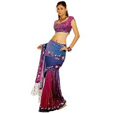 Blue And Magenta Shaded Saree