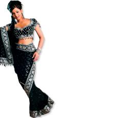 Black Colored Embroidery Saree