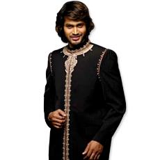 Sherwani With Embroidery In Golden Color