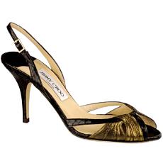 85Mm/3.3" Elaphe Snake And Leather Peep Toe Sandal