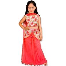 Embroidered Ghagra Choli In Pastel Red Color