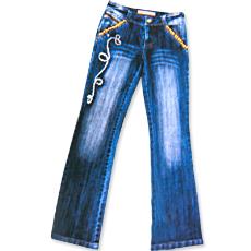 Ladies Blue Colored Jeans With Beads Embroidery