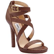 120Mm/4.7" Dark Brown Elaphe Snake Sandal