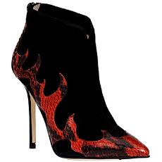 110Mm/4.3" Red Snakeskin Flame Appliqué Shoe Boot