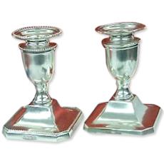 Silver Candle Stand With Octagonal Base