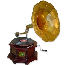 Antique Gramophone With Brass Sound Box