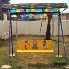 Yellow Colored Family Swing With Frp Shelter