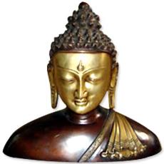 Brass Or Bronze Buddha Bust With Shawl