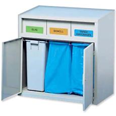 Triple-Compartment Waste Collection Cabinet