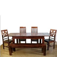 Handcrafted Wooden Dining Table Set