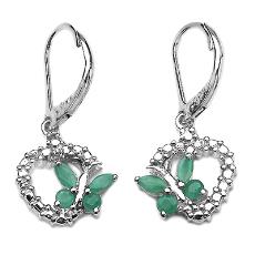 Emerald & Diamond Studded Silver Earrings