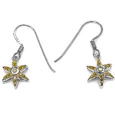 Yellow Diamond Studded Silver Earrings