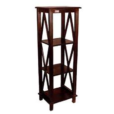 Cross Design Three Rack Wooden Book Shelf