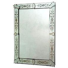 Venetian Mirror With Plane Rectangular Shaped Mirror Frame