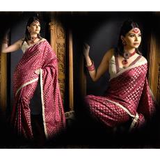 Nylon Zari Jaquard Fabric Keri Design Saree