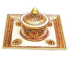 Marble Tray With Round Box