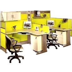 Modular Office Furniture With Silver Anodised Aluminium Frame