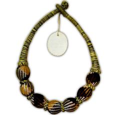 Silk Thread Warped Wooden Beaded Necklace