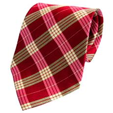 Vibrant Red And Soft Gold Checked Tie