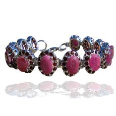 Ruby Studded Sterling Silver Bracelet