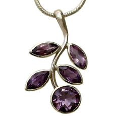 Purple Color Stone Studded Sterling Silver Pendant