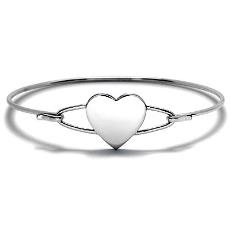 Heart Designed Silver Bangle