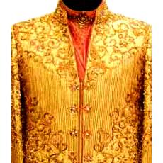 Cream Coloured V-Neck Sherwani