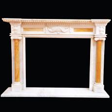 White And Brown Marble Stone Carved Fireplace