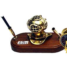 Brass Helmet Type Pen Holder Stand