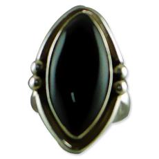 Black Onyx Studded Silver Ring