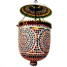 Brass & Glass Mosaic Finished Hanging Lamp