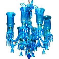 Blue Glass Finished Designer Chandelier