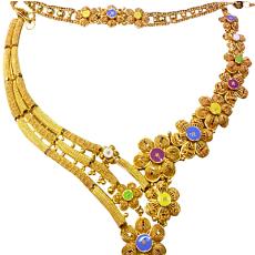 Floral Designed Gold Necklace Set