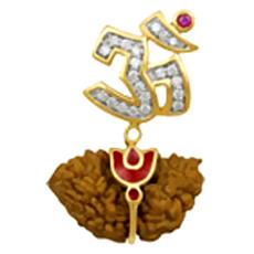 White Stone Studded Rudraksh Pendant