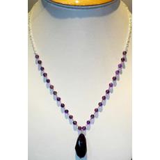 Silver Chain With Purple Stone Pendant